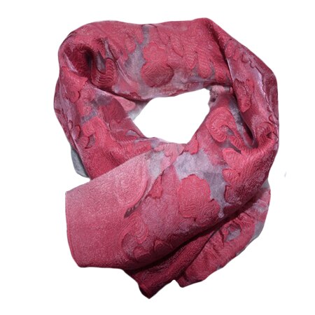 Esarfa eleganta cu aspect transparent si imprimeu , D&J Exclussive, marsala
