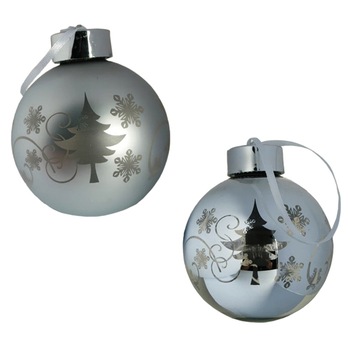 Globuri argintii cu led pentru brad, 2 bucati Globuri argintii cu led pentru brad, 2 bucati