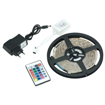 Kit de Banda LED Flexiva RGB, Tensiune Alimentare 220 V , Tehnologie LED, Capacitate 5 M, Telecomanda Inclusa, Adaptor Inclus, Clasa de Energie A, Durata lunga de viata, Usor de Montat, Design Modern, Alb Kit de Banda LED Flexiva RGB, Tensiune Alimentare 220 V , Tehnologie LED, Capacitate 5 M, Telecomanda Inclusa, Adaptor Inclus, Clasa de Energie A, Durata lunga de viata, Usor de Montat, Design Modern, Alb