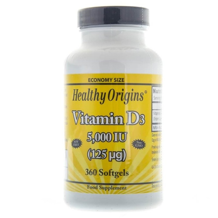 Supliment alimentar Healthy Origins Vitamina D3 5000 UI - 360 capsule