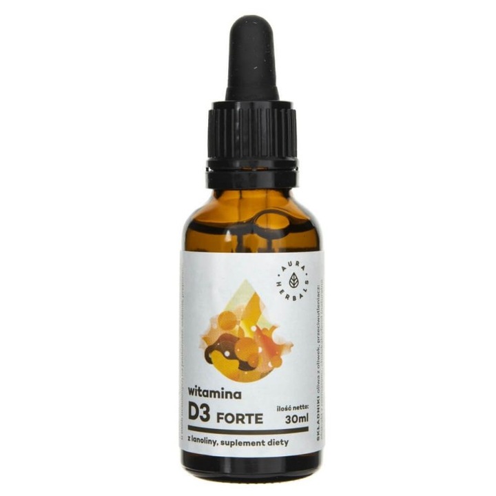Supliment alimentar Aura Herbals Vitamina D3 Forte in picaturi - 30 ml