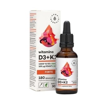Supliment alimentar Aura Herbals Vitamina D3 + K2 FORTE 4000IU + 100mcg 30ml Supliment alimentar Aura Herbals Vitamina D3 + K2 FORTE 4000IU + 100mcg 30ml