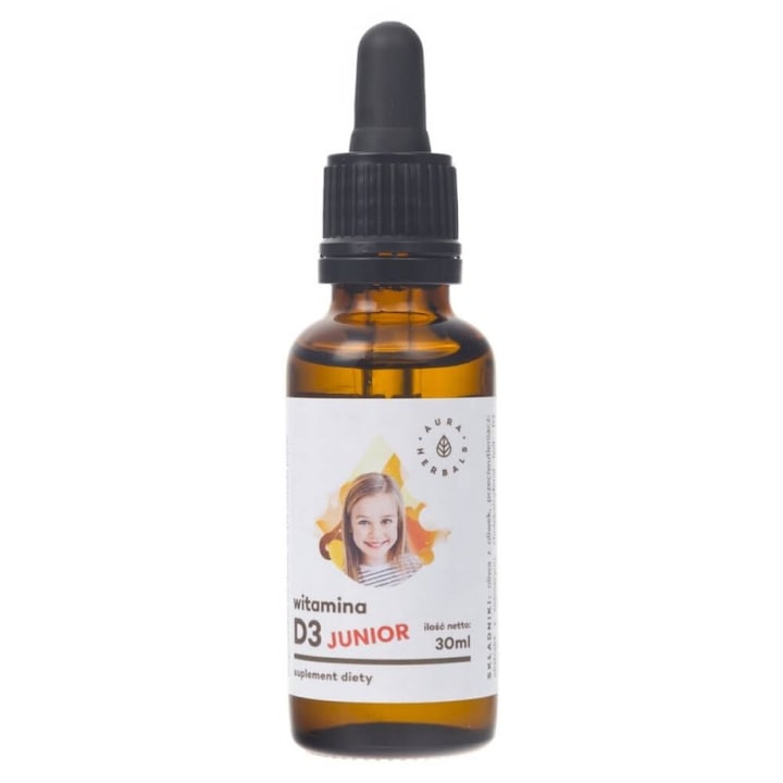 Хранителна добавка Aura Herbals Vitamin D3 Junior 800 IU на капки - 30 мл