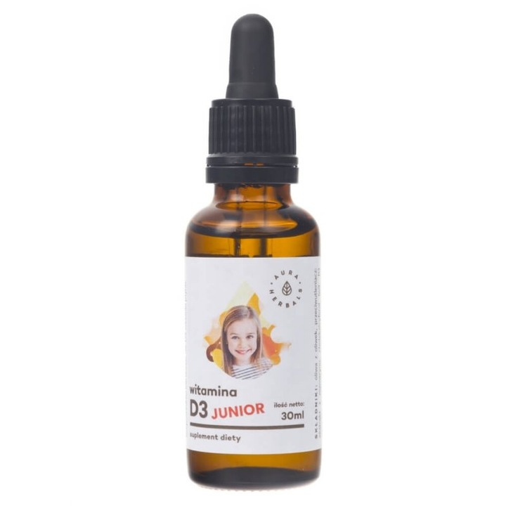 Supliment alimentar Aura Herbals Vitamina D3 Junior 800 UI in picaturi - 30 ml