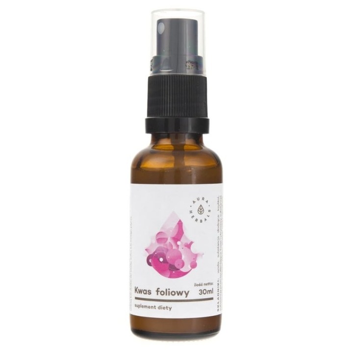 Хранителна добавка Aura Herbals Vitamin B9 Forte (фолиева киселина) в спрей - 30 мл