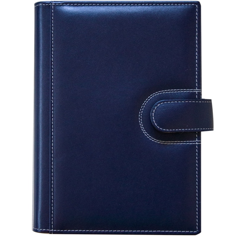 Agenda Super Lux Piele Naturala, albastra, 17x24 cm, nedatata