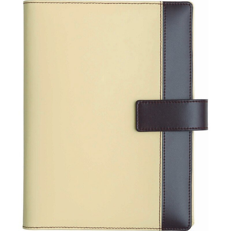 Agenda Super Lux Piele Naturala, 17x24 cm, crem+bordeaux, nedatata