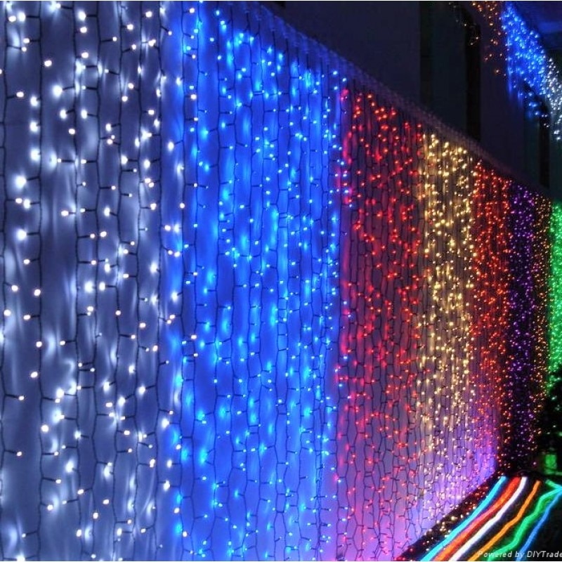 Instalatie de Craciun Premium Perdea Turturi cu 8 Jocuri de Lumini 8x1 metri Albastru Interconectabila