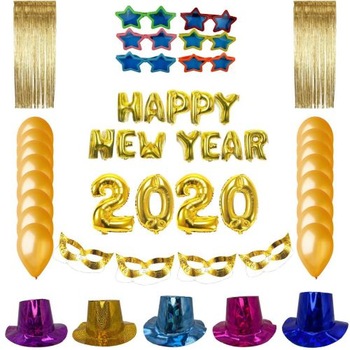 Kit 30 de persoane petrecere Revelion, 93 piese, multicolor Kit 30 de persoane petrecere Revelion, 93 piese, multicolor