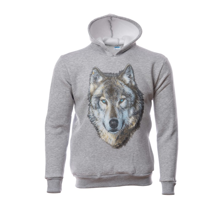 Pulóver, Printex, Férfi, Wolf Series, Farkas, kék szem, szürke