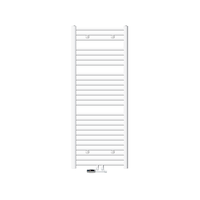 Radiator (calorifer) baie, ECD Germany, model Sahara, 600 x 1500 mm, alb, curbat, cu racord central, port-prosop, robinet H dublu drept pentru radiator baie (1/2"), termostatic, tip de racord forma unghiulara