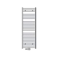 Radiator (calorifer) baie, ECD Germany, model Sahara, 500 x 1500 mm, crom, curbat, cu racord central, port-prosop, robinet H dublu drept pentru radiator baie (1/2"), termostatic, tip de racord forma trecere