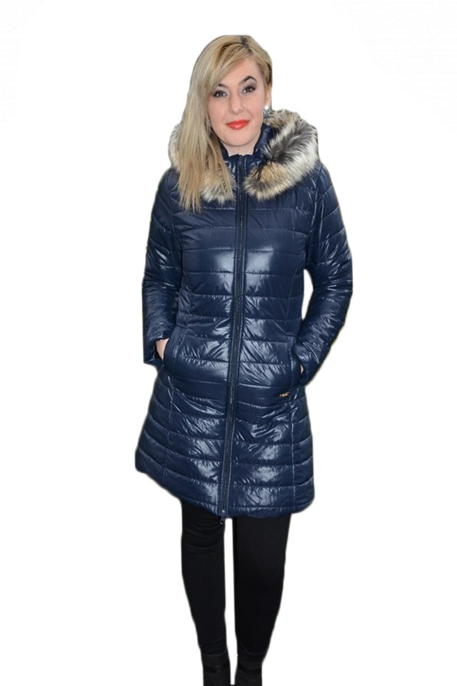 Geaca Hunia ,matlasat cu gluga detasabila , D&J Exclusive, Albastru marin, 50