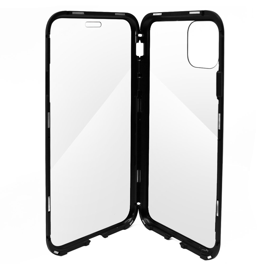 Carcasa Magnetica Meleovo Dual Glass pentru iPhone 11 Pro, 2 piese, Black