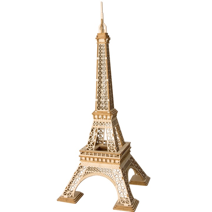 Puzzle 3D Eiffel Tower, Robotime, Lemn, 121 piese