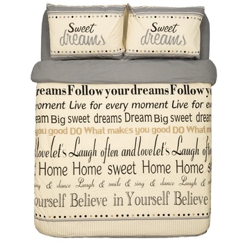 Lenjerie de pat pentru 2 persoane Heinner Home, 100% bumbac, 144TC, Bej/Crem Lenjerie de pat pentru 2 persoane Heinner Home, 100% bumbac, 144TC, Bej/Crem