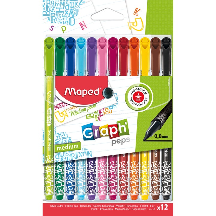 Тънкописци Maped Graph'Peps Decorated 0,8мм 12 цвята