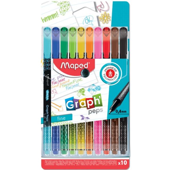 Тънкописци Maped Graph'Peps Decorated 0,4мм 10 цвята