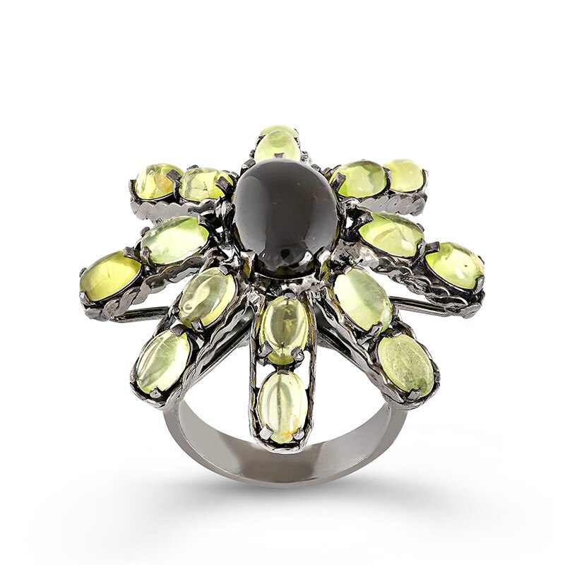 Inel FANTAZZIA Argint 925 Black Onix, Turmaline, 58