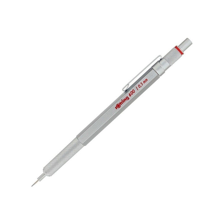 Автоматичен молив Rotring 600, 0.5 mm, сребърен