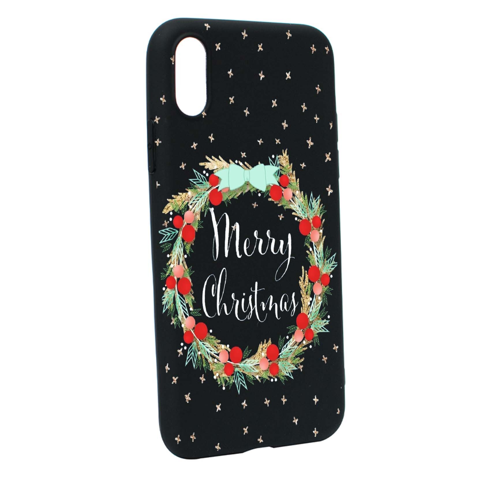Husa de protectie Craciun, Christmas pentru Apple iPhone XS / X, rezistenta la uzura, anti-alunecare, din silicon Premium, B312