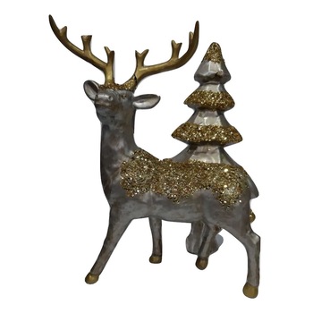 Figurine doua piese Ren auriu cu brad Figurine doua piese Ren auriu cu brad