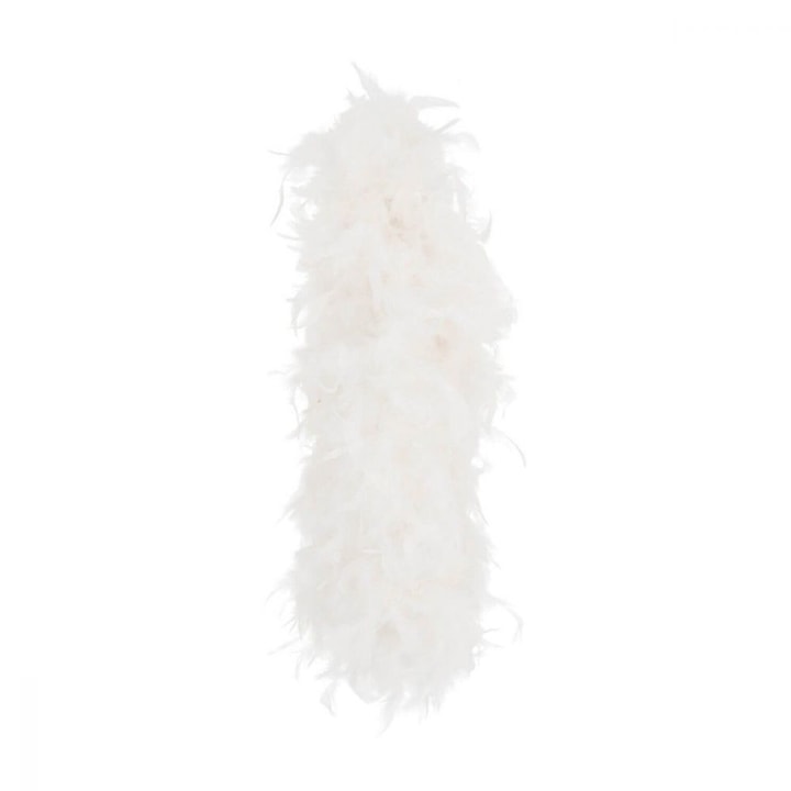Ghirlanda artificiala decorativa din pene pentru Craciun, lungime 4m, alb