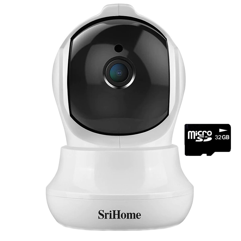Baby Monitor video SriHome™️ SH020, rotire motorizata, vedere noaptea, detectare umana, comunicare bi-directionala, alb