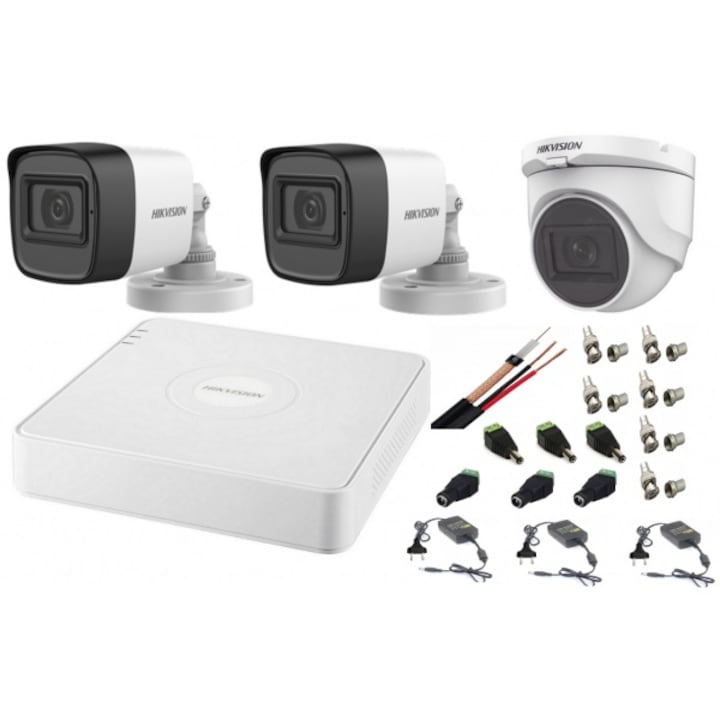 Sistem Supraveghere video profesional 8 camere exterior 2 MP 1080P full hd IR20m DVR 8 canale, accesorii full, live internet