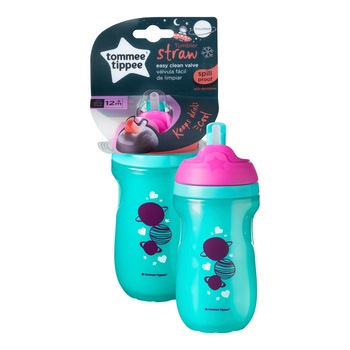 Cana cu pai izoterma Tommee Tippee, 260 ml, 1 buc, Roz / Turquoise Cana cu pai izoterma Tommee Tippee, 260 ml, 1 buc, Roz / Turquoise