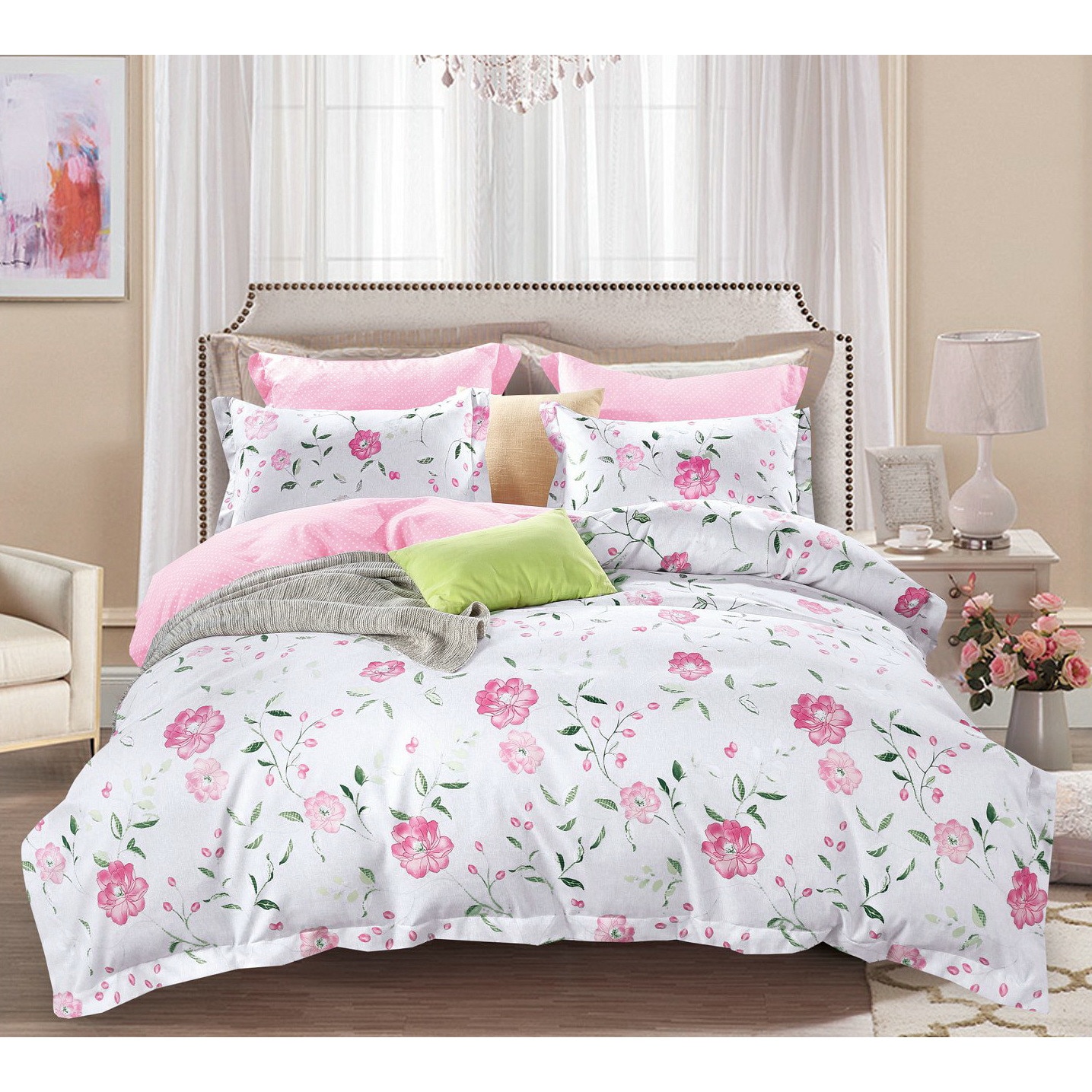 Set lenjerie de pat policotton , dubla, cu 2 fete de perna, Evia Home, PLC010/710