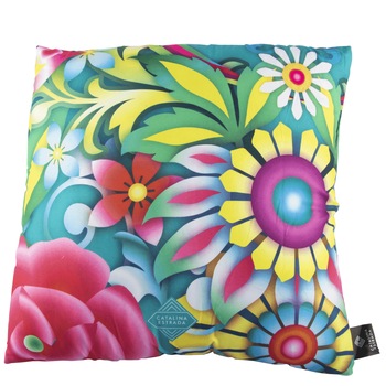 Perna Catalina Estrada, 40 x 40 cm, forma patrata, 100% poliester, Multicolor Perna Catalina Estrada, 40 x 40 cm, forma patrata, 100% poliester, Multicolor