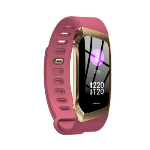 Bratara smart, cu functie masurare ritm cardiac, IOS / Android, roz/ auriu