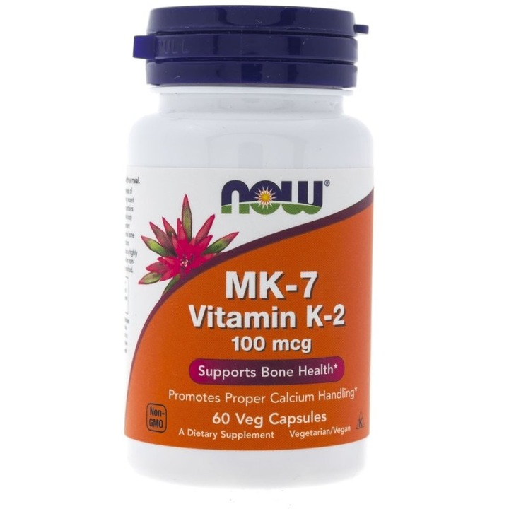 Хранителна добавка Now Foods, Витамин K2 MK7, 100 mcg, 60 капсули