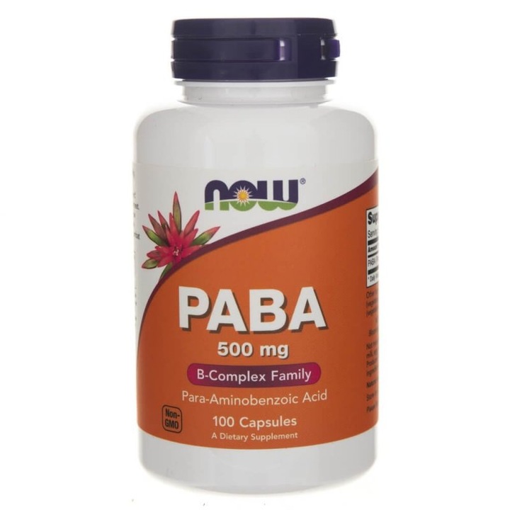 Р-аминобензоена киселина Now Foods PABA, 500 mg, 100 капсули