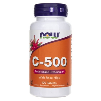 Supliment alimentar Now Foods Vitamina C-500 si macese, 100 comprimate Supliment alimentar Now Foods Vitamina C-500 si macese, 100 comprimate