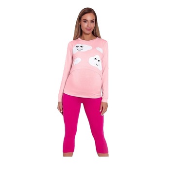 Pijama pentru alaptat, roz cu norisori L-XL Pijama pentru alaptat, roz cu norisori L-XL