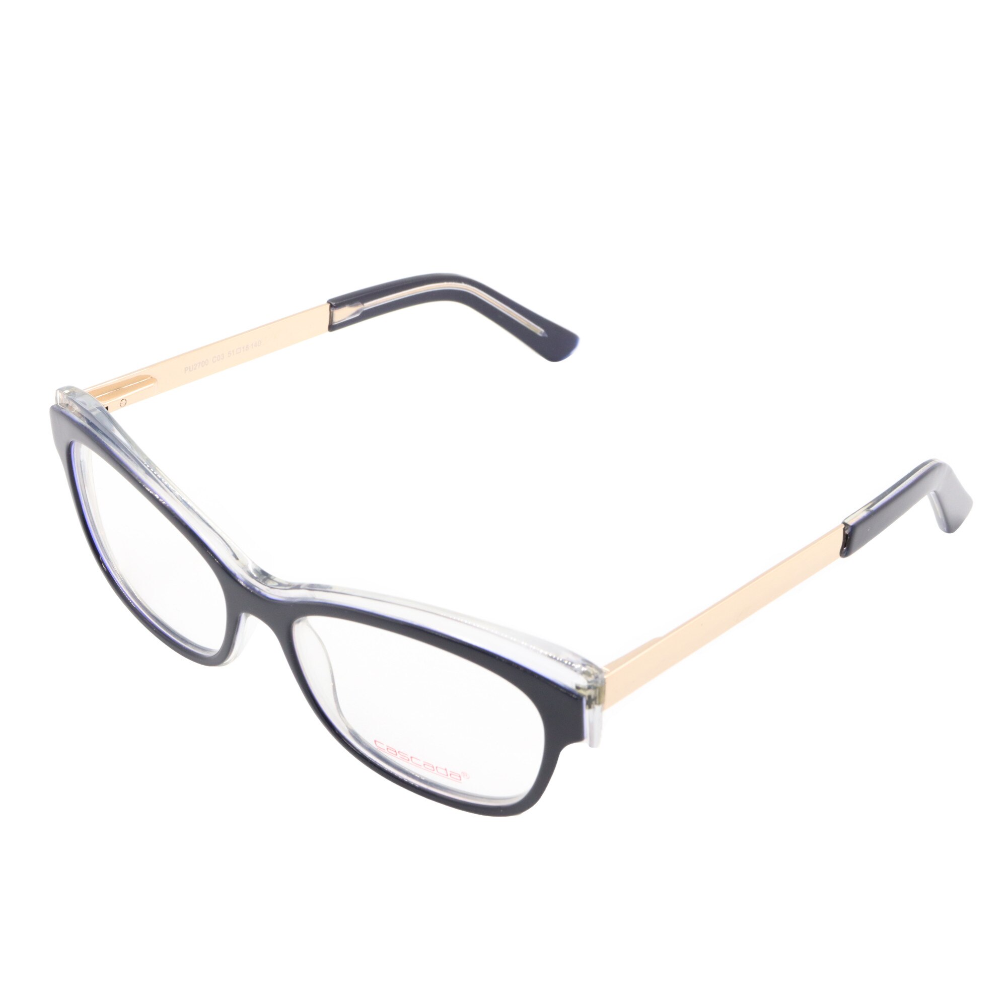 Rame ochelari de vedere, Cascada, Dama, PU2700, 51mm, Negru/Auriu