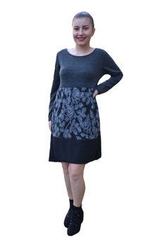 Rochie casual din tricot cu imprimeu ,D&J Exclusive, Gri