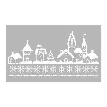 Sticker Decorativ SMAER Vitrina,Geam - Peisaj de Craciun cu fulgi de zapada, 60cm x 30cm, Alb Sticker Decorativ SMAER Vitrina,Geam - Peisaj de Craciun cu fulgi de zapada, 60cm x 30cm, Alb