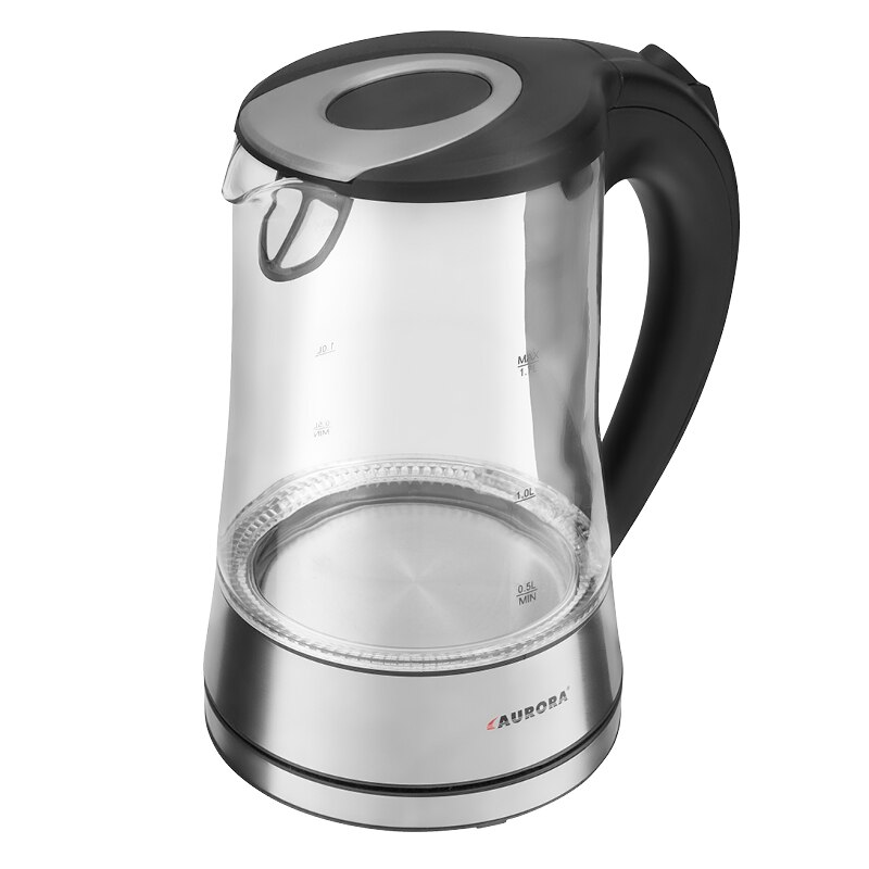 Fierbator electric Aurora AU3330 , 2200W, 1,7L, rotire 360° , Iluminare LED albastra, Sticla/Inox