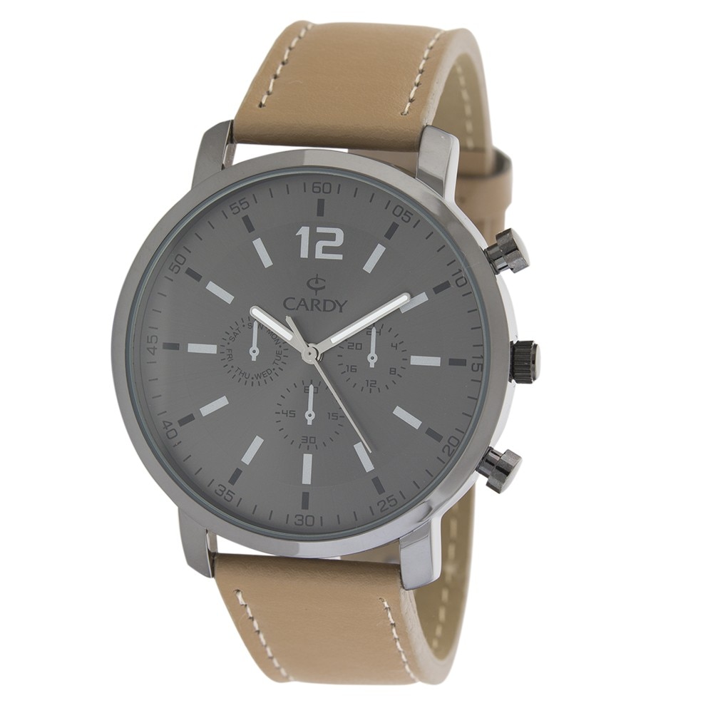 Ceas de barbati CARDY , negru , curea piele