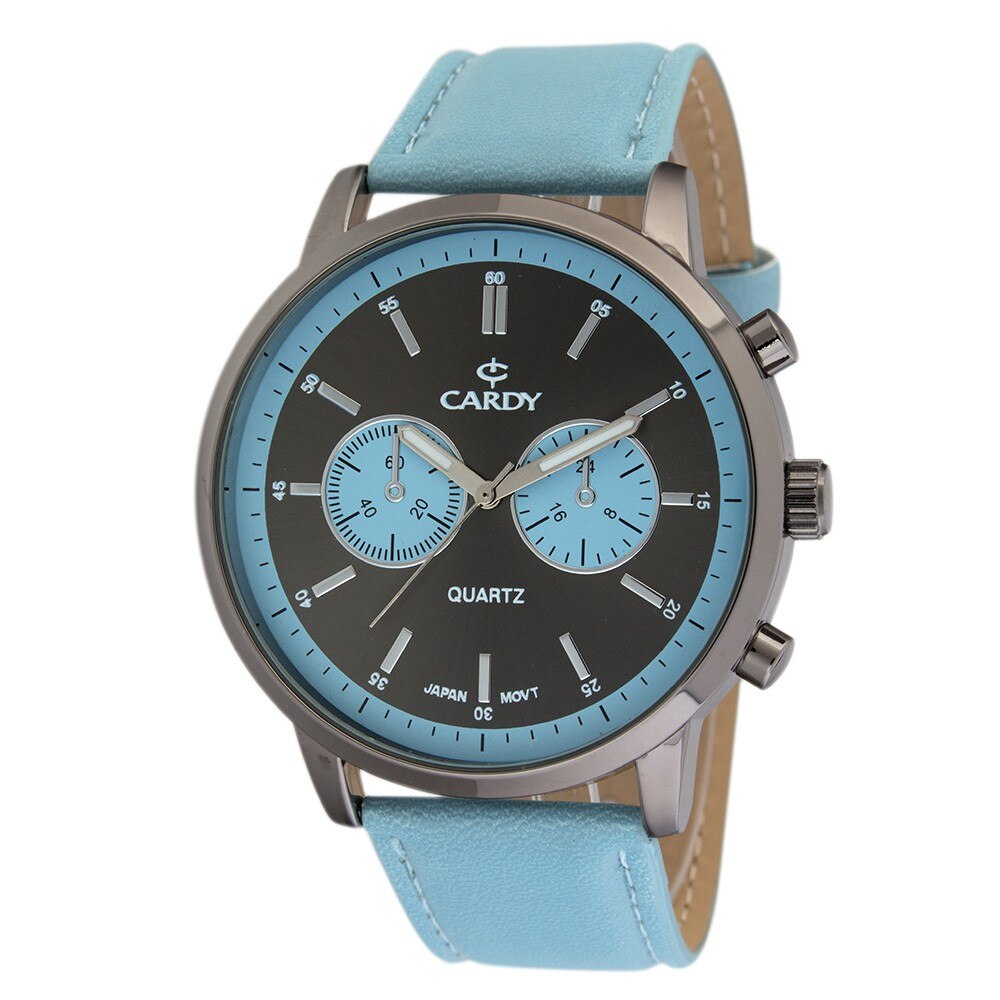 Ceas de barbati CARDY , culoare cenusie (gun color) curea piele