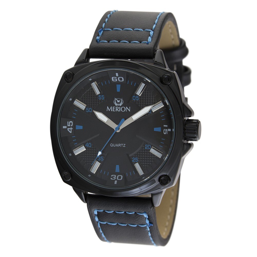 Ceas de barbati MERION negru , curea piele