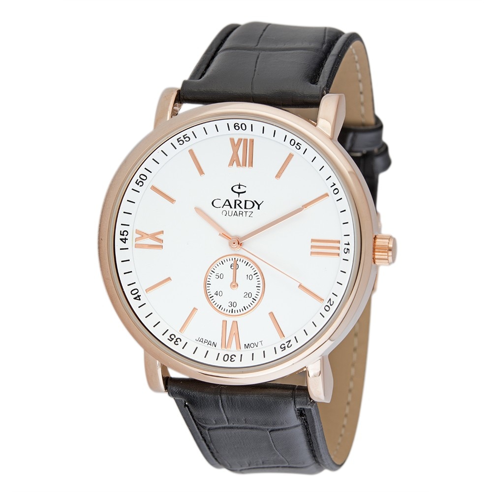 Ceas de barbati CARDY , culoare rose gold , curea piele