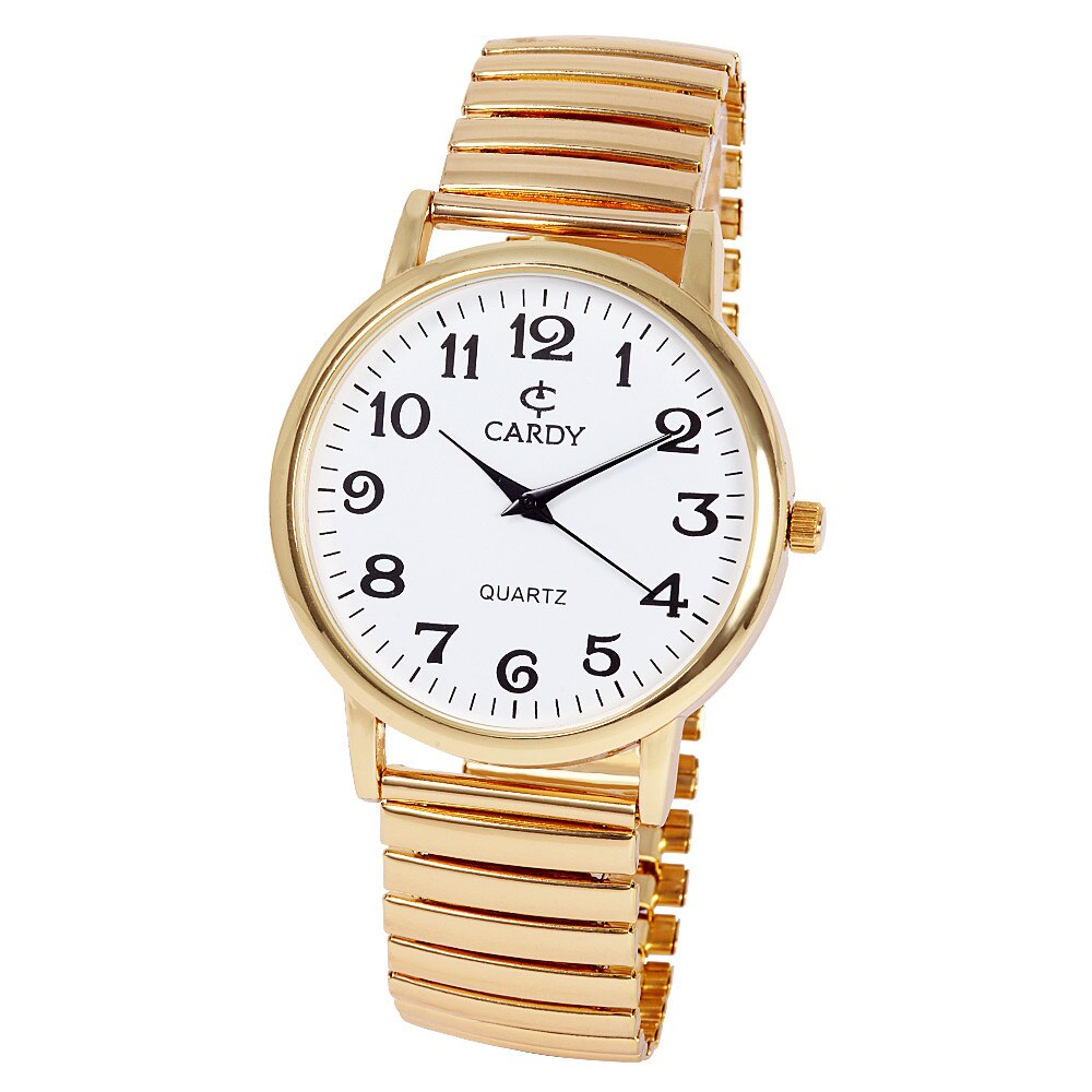 Ceas barbatesc CARDY , mecanism quartz , carcasa aurie , cadran alb