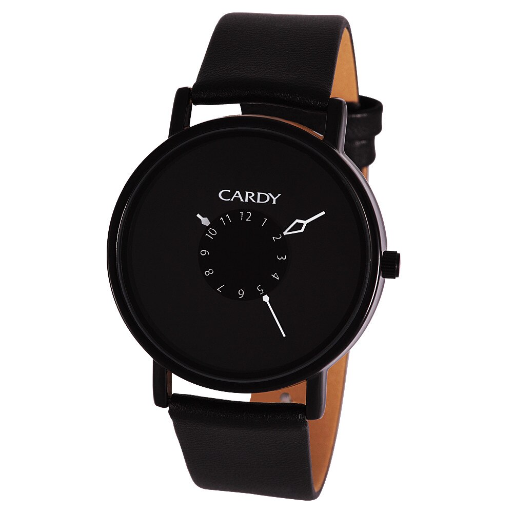 Ceas barbatesc CARDY , mecanism quartz , carcasa neagra , curea neagra , cadran negru