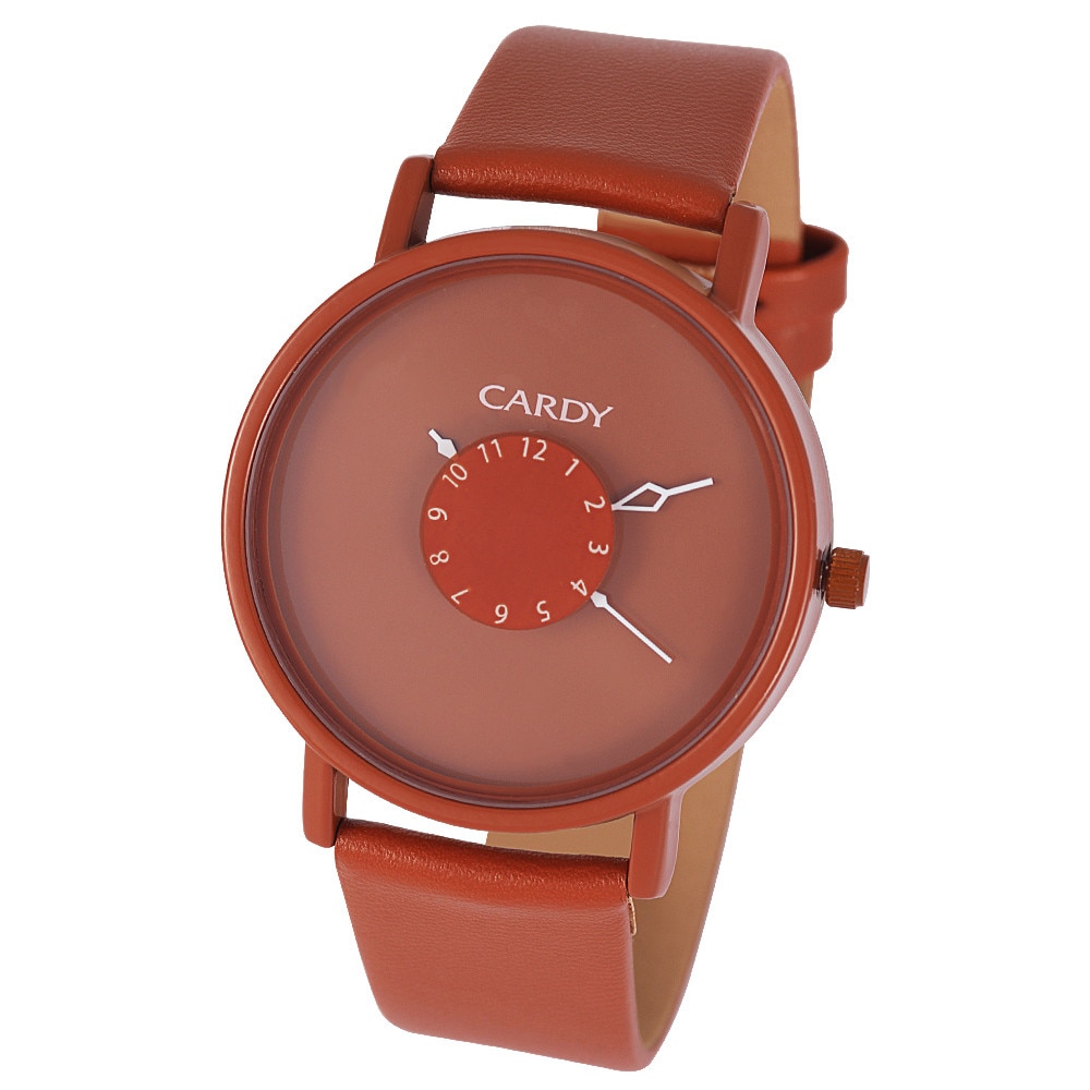 Ceas barbatesc CARDY , mecanism quartz , carcasa maro , curea maro , cadran maro