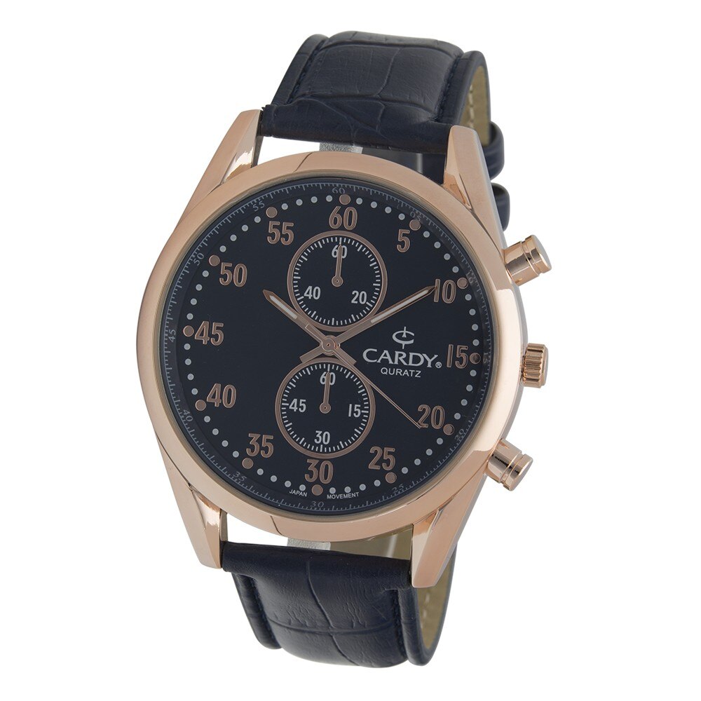 Ceas de barbati CARDY , culoare rose gold , curea piele