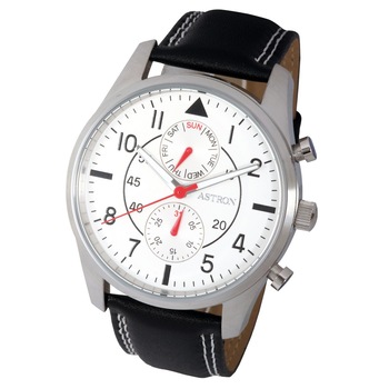 Ceas de barbati ASTRON , curea din piele , carcasa argintie Ceas de barbati ASTRON , curea din piele , carcasa argintie